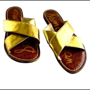 SAM  EDELMAN WOMEN GOLD SANDALS FLPI FLOP SLIP ON SIZE 7